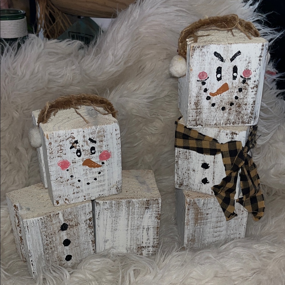 Rustic Snowman Block Decor - Picture 5 of 17